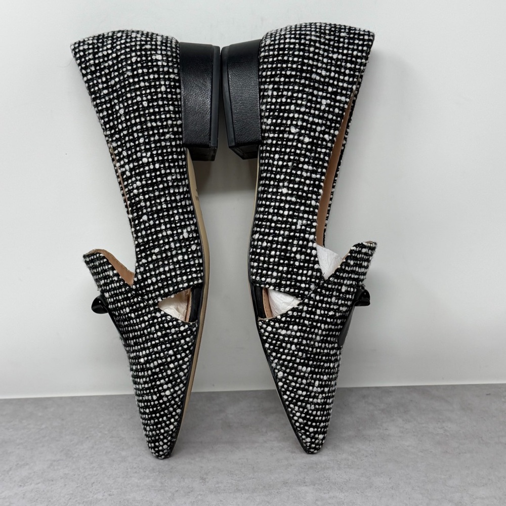Cole Haan Viola Black & White Tweed Pointed Toe Skimmers/Loafers Size 9B - Picture 6 of 11
